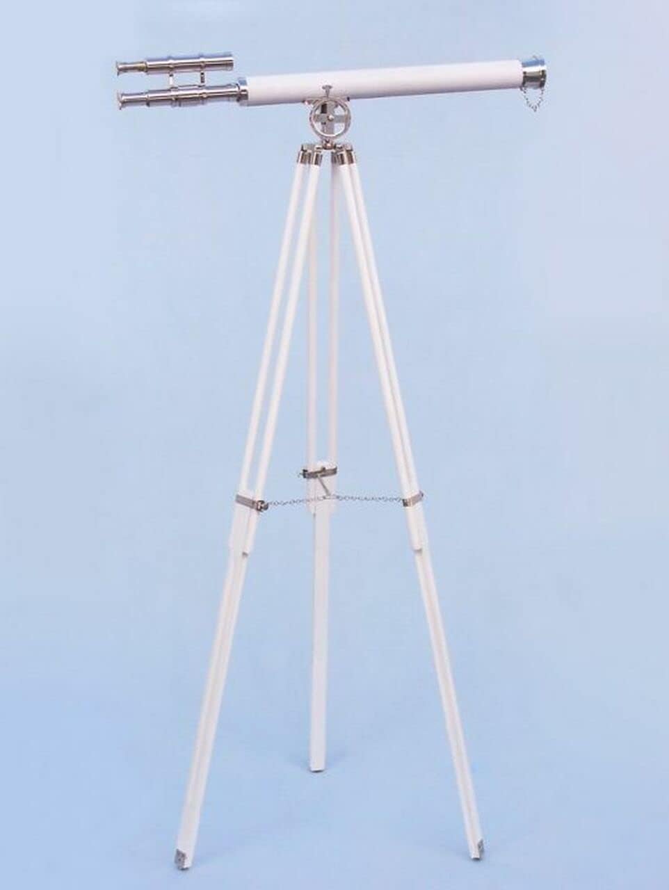64 Inches Floor Standing Chrome Astro Telescope with White Leather Accents