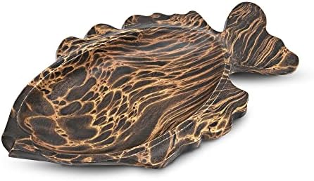 AeraVida Ocean Fish Shaped Natural Brown Wooden Bowl Tray