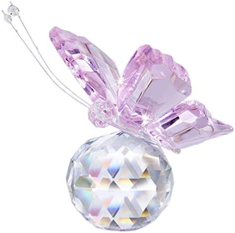 HD Pink Crystal Flying Butterfly Figurine