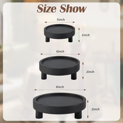 3PCS Wooden Display Risers for Home Dcor Modern Black