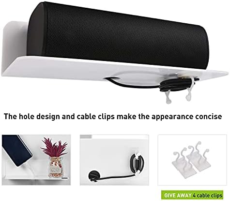 OAPRIRE White Floating Shelves Set of 2 - Wall Mount with Cable Clips
