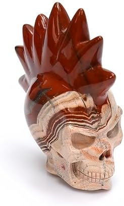 Crystal Skull Head Sculpture - Natural Red Jasper Decor