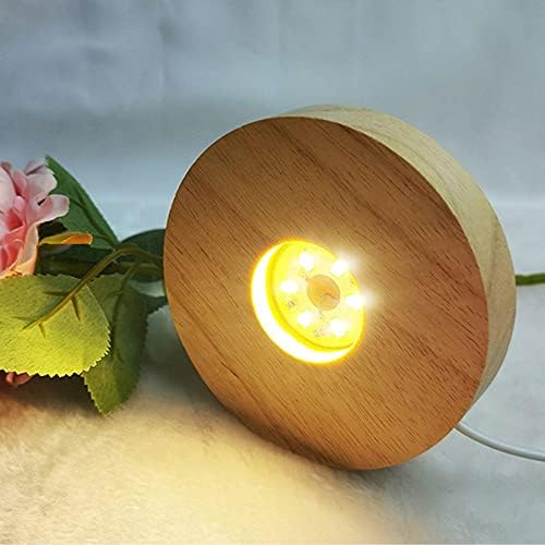 4 LED Wood Display Base for Crystals and Glass Art