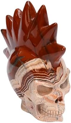 Crystal Skull Head Sculpture - Natural Red Jasper Decor