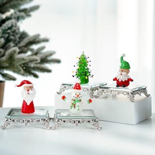 ZEERSHEE 4 Piece Crystal Square Display Base with Metal Feet