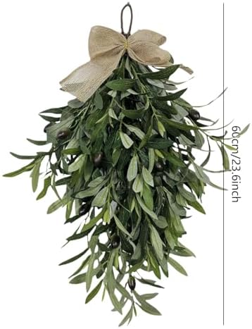 Olive Teardrop Swag Wreath Pendant 236 Inch Front Door Hanger Decor