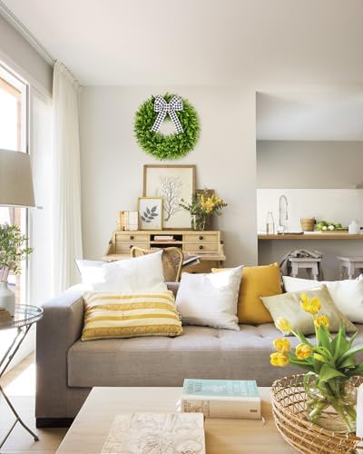 Vlorart 20-Inch Boxwood Wreath Artificial Front Door Decor