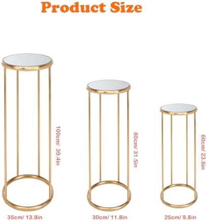 Stunning 3pcs Metal Cylinder Pedestal Stand - Gold