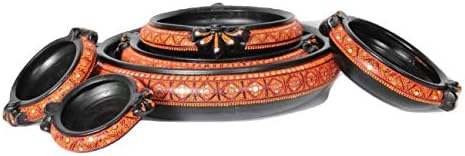Handmade Black Earthenware Decorative Flower Urn 2 Pcs