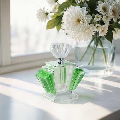 Sagebrook Home Art Deco Glass Perfume Bottle 5 Green