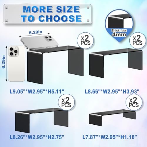 Aheroi Acrylic Risers 8 Pcs 2 Set Black Display Stands