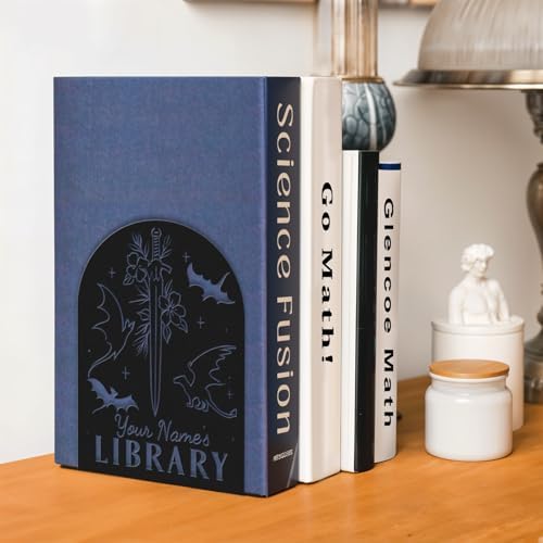 Personalized Dragon Book Ends 2 Pcs Custom Metal Bookends for Home Office
