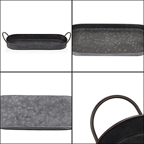 Hipiwe Rustic Metal Serving Tray with Handles 1