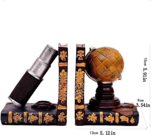 Unique Vintage Globe Telescope Bookend for Shelves