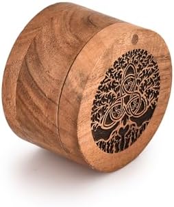 BHAVATU Acacia Wood Decorative Urn 35x35x25 Inch