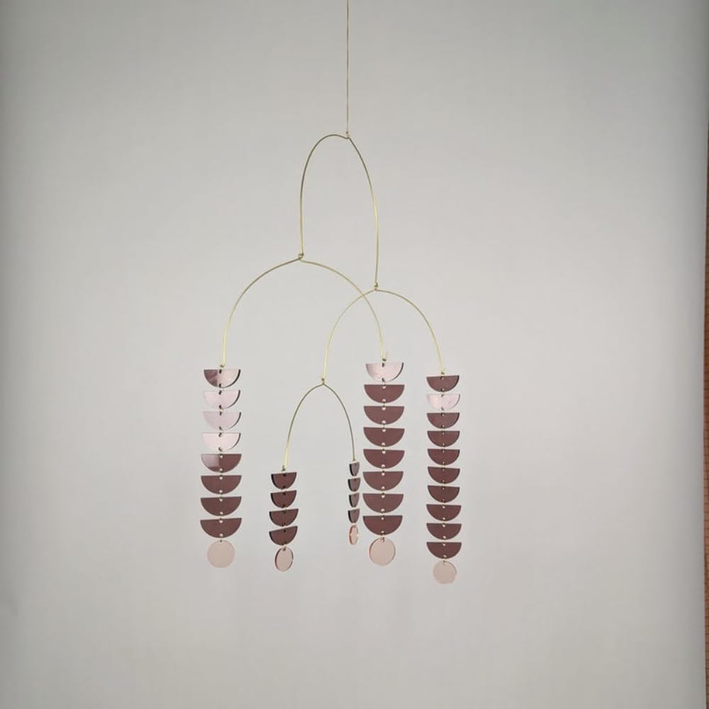 Orange Mobiles Brass Blue Leaves Shape Decor