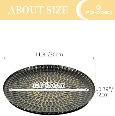 Romadedi Round Candle Tray - 118 Inch Vintage Metal Decor with Distressed Finish