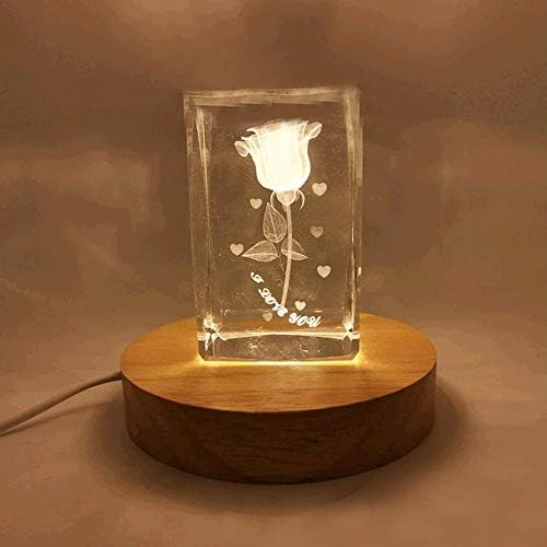 4 LED Wood Display Base for Crystals and Glass Art