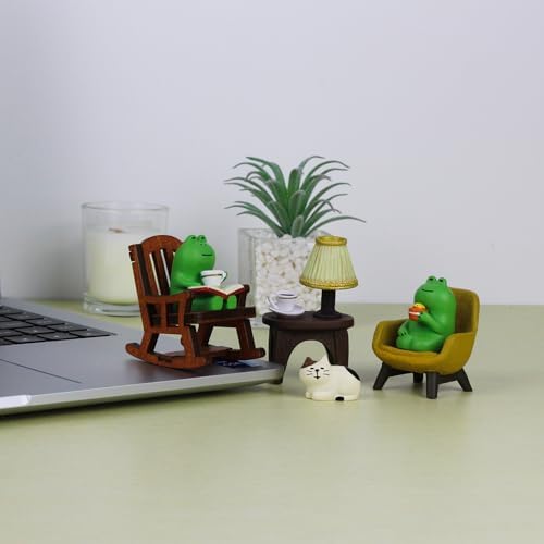 Miniature Frog Figurines Set Cute Decor for Desk and Home