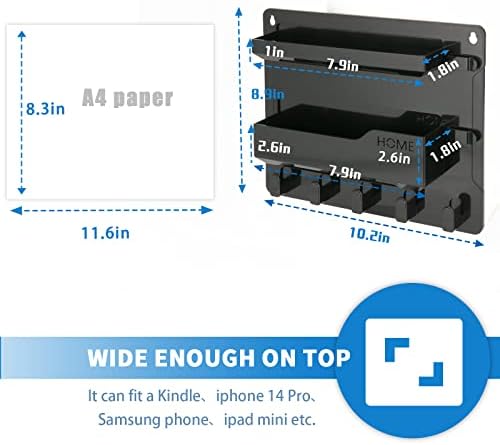 Bedside Wall Mount Shelf Organizer for Phone Remote Glasses Black