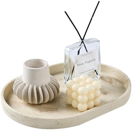 Natural Travertine Textures Tray 13 Oval Vanity Decorative Tray