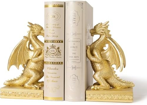 Regal Gold Dragon Decorative Bookends for Shelves 1