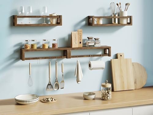 TidyCorner Thick Floating Shelves Walnut Brown
