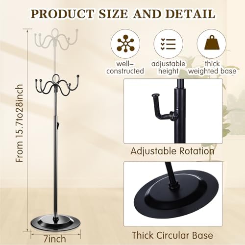 4 Pcs Metal Adjustable Height Purse Display Stand with 4 Hooks Black