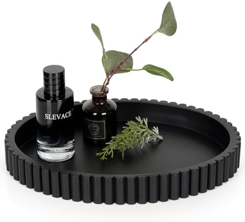 Oval Black Concrete Coffee Table Tray 13 Inches