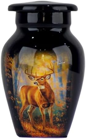Elegant Deer Design Cremation Urn - Handcrafted Mini Urn with 3 Cubic Inches Capacity