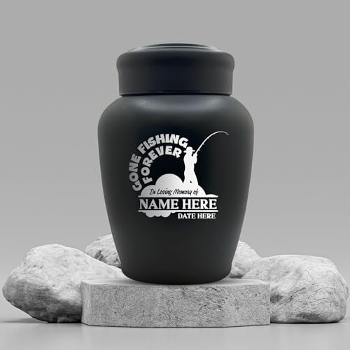 Personalized Cremation Urn with Funny Fishing Design and Name