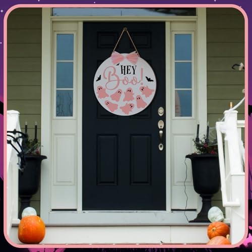 Beeveer Halloween Door Sign with Pink Bows
