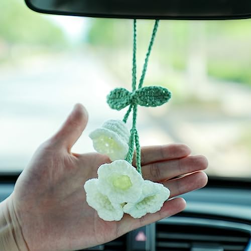Cute Car Mirror Hanging Lily Flower Pendant for Women