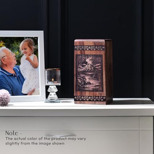 Volcano Eruption Wooden Urn for Adult Ashes