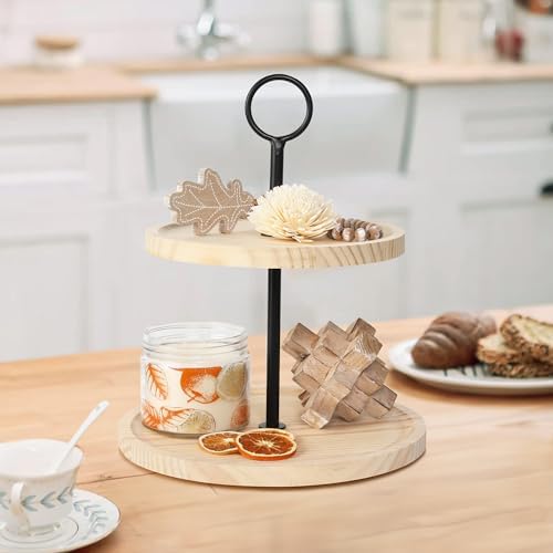 KIBAGA Decorative Wooden Tiered Tray Stand