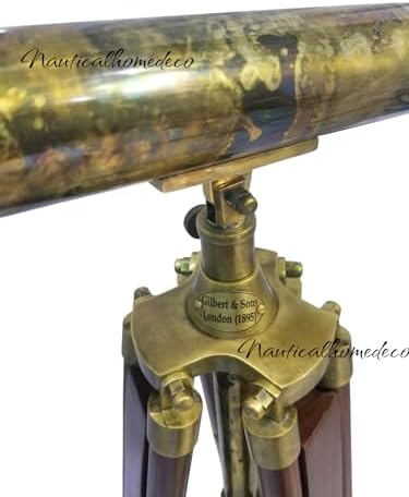 Nautical Home Decor Handmade Vintage Brass Telescope with Wooden Tripod Stand
