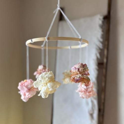 Pink Floral Wooden Mobile Rustic Bedroom Decor