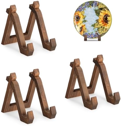 3 Pack 6 Inch Plate Display Stand with Decorative Frame