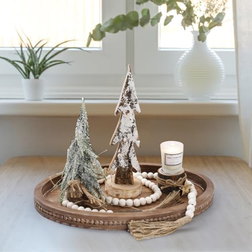 Oval Decorative Tray with Wood Bead Garland - 16x118in