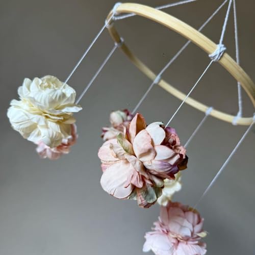 Cute Round Floral Wooden Mobile for Home Decor