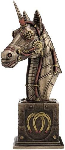 VERONESE Steampunk Mechanical Unicorn Gear Bust Statue Figurine