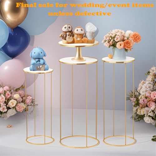 Stunning 3pcs Metal Cylinder Pedestal Stand - Gold