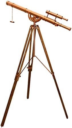 Vintage Handmade Brass Telescope with Wooden Tripod