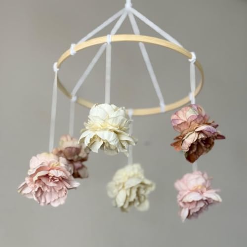 Pink Floral Wooden Mobile Rustic Bedroom Decor