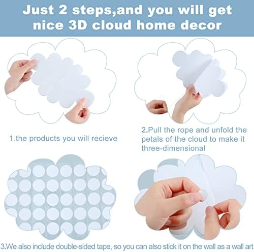 8 Pcs 3D Cloud Ceiling Hanging Decorations for Birthday Wedding Baby Shower Classroom