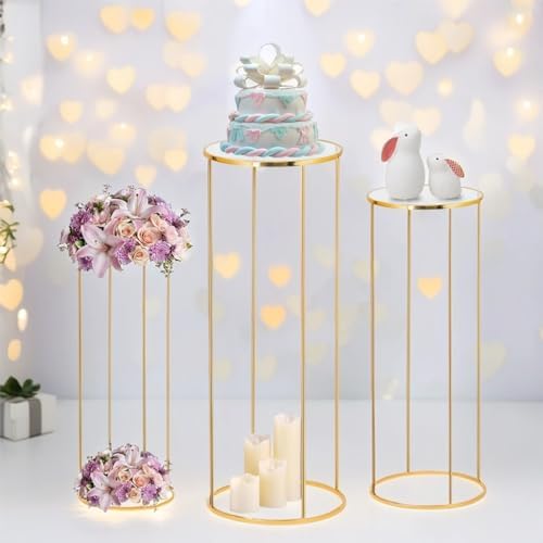 3pcs Gold Metal Plant Stand Pedestal for Display Wedding Events