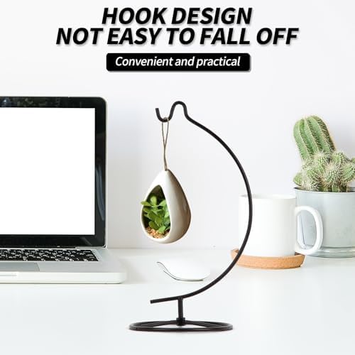 11 Inch Black Glass Ball Hanger for Air Plants and Terrariums