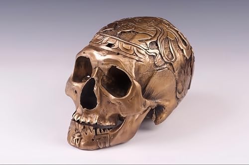 FENGSHUI-CAISHEN Brass Skull Head Sculptures - Unique Halloween Decor for Home and Office