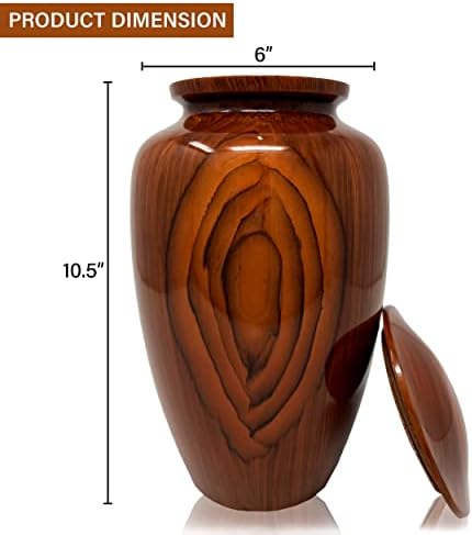 Smartchoice Cremation Urn for Human Ashes - Elegant Chestnut Brown Handcrafted Urn