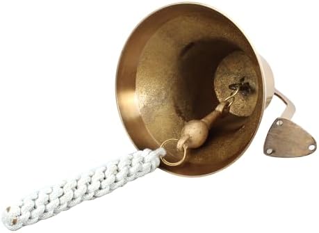 Antique Brass Wall Mounted Nautical Bell - 6 Inch Hanging Bell for Ships and Christmas Decor